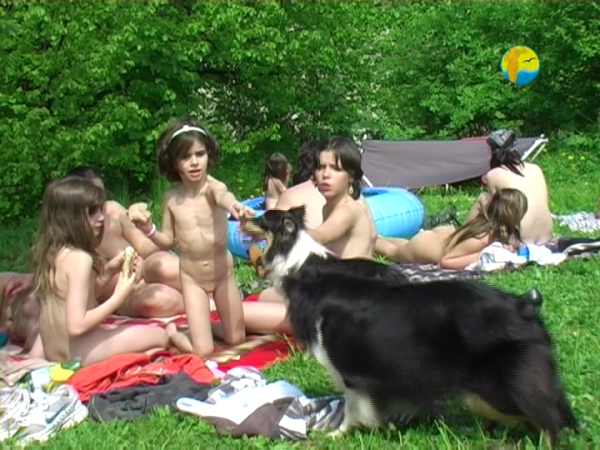 Small Trampoline - family naturism outdoors [Nudism-Planet]