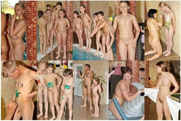 Young and adult bare nudists in the pool [Nudism-Planet]