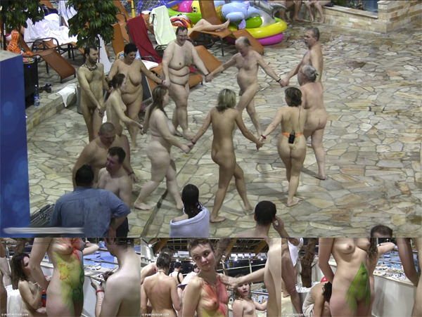 Group family nudism in the pool - HD video [Nudism-Planet]