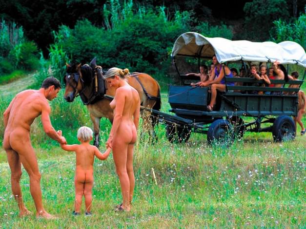 Family naturism in a forest clearing in the open air video [Nudism-Planet]